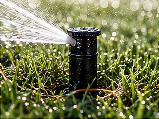 Broken sprinkler head spraying unevenly